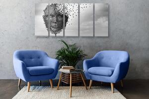 5-dielny obraz abstraktná tvár v podobe stromu