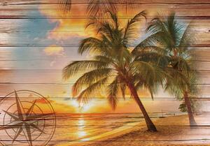 Fototapeta - Slnko na pláži - imitácia dosky (152,5x104 cm)