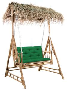 2-miestna hojdacia lavička s palmovými listami a podložkou bambus 202 cm