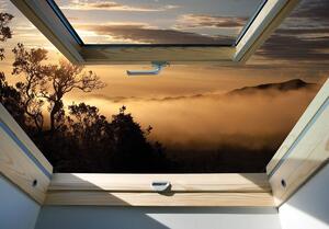 Fototapeta - Les v zobrazení hmly okna (152,5x104 cm)