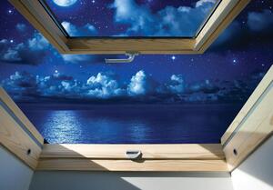 Fototapeta - Hviezdna obloha - pohľad z okna (254x184 cm)