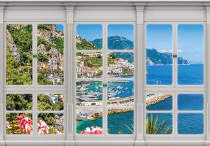 Fototapeta - Tyrkysové more - výhľad z okna (152,5x104 cm)