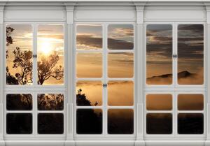 Fototapeta - Výhľad z okna zahalený v hmle (152,5x104 cm)