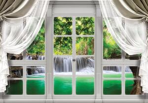 Fototapeta - Pohľad na okno vodopádu (152,5x104 cm)