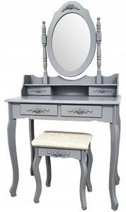 Kvalitný toaletný stolík so stoličkou v sivej farbe Sivá