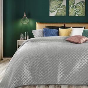 Jednofarebný krásny prešívaný prehoz na posteľ v sivej farbe Sivá