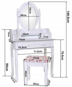 Kvalitný toaletný stolík so stoličkou v sivej farbe Sivá