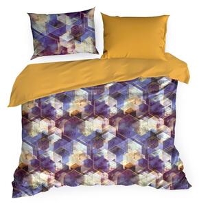 Pestrofarebné bavlnené obliečky s geometrickým motívom Fialová