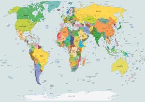 Fototapeta - Fyzická mapa sveta (254x184 cm)