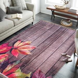 Krásny pestrofarebný koberec s motívom lístia Hnedá Šírka: 120 cm | Dĺžka: 180 cm
