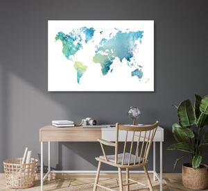 Obraz na korku mapa sveta v akvarelovom prevedení