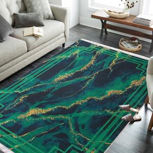Protišmykový koberec zelenej farby so vzorom Šírka: 80 cm | Dĺžka: 150 cm