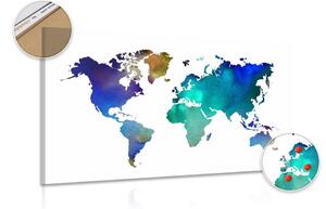 Obraz na korku farebná mapa sveta v akvarelovom prevedení