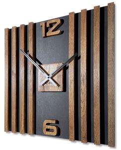 Dekorstudio Luxusné drevené hodiny na stenu LAMELE SQ 60cm - hnedé