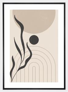 Boho plagát s geometrickými tvarmi so siluetou palmového listu