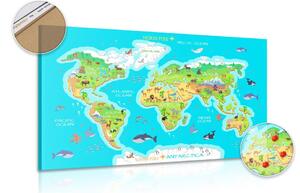 Obraz na korku zemepisná mapa sveta pre deti