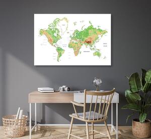 Obraz na korku klasická mapa sveta s bielym pozadím