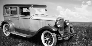 Obraz retro americký automobil v čiernobielom prevedení