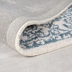 Biely/modrý vlnený koberec 170x120 cm Yasmin - Flair Rugs