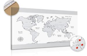 Obraz na korku mapa sveta so šedým okrajom