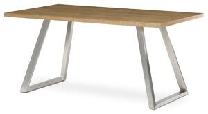 Autronic - Stůl jídelní 160x90cm, MDF+ dýha, odstín dub, kovové nohy, broušený nerez. - HT-W1515 OAK NOVINKA