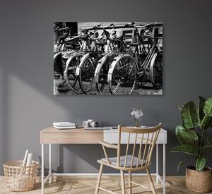 Obraz retro bicykle v čiernobielom prevedení