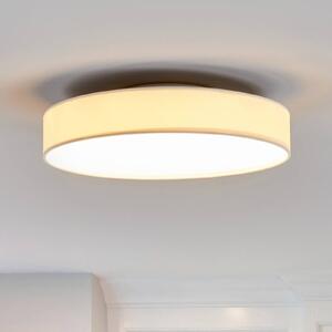 Lindby LED stropné svietidlo Saira, Ø 40 cm, biela, textil, Biela / opálová, Obývacia izba / jedáleň, Textil / látka / hodváb, Moderný, Závesné svietidlo