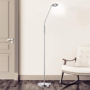 LED stojacia lampa Dent, jedno svetlo, nikel, Hliník / sivá / zinok, Obývacia izba / jedáleň, kov, Moderný, Stojaca lampa