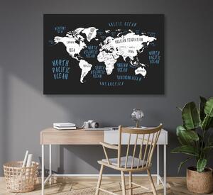 Obraz na korku mapa sveta v modernom prevedení