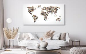 Obraz na korku mapa sveta pozostávajúca z ľudí