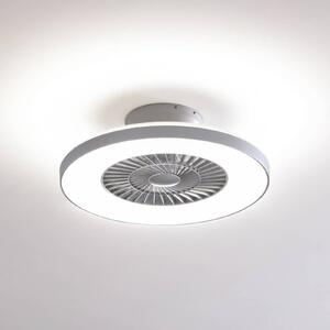 Lindby Smart LED stropný ventilátor Paavo, strieborný, tichý, Tuya, Hliník / sivá / zinok, Obývacia izba / jedáleň, Plast, Moderný, Závesné svietidlo