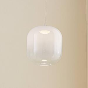 Lucande LED závesné svietidlo Avelina, Ø 14 cm, 1 svetlo, čierna, Biela / opálová, Obývacia izba / jedáleň, Sklo, Moderný, Závesné svietidlo