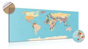 Obraz na korku mapa sveta s názvami