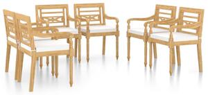 Batavia stoličky so sedákmi 6 ks masívne teakové drevo