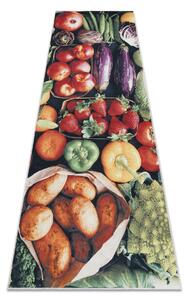Protišmykový prateľný koberec ANDRE 1711 Do kuchyne - ovocie a zelenina, zelený