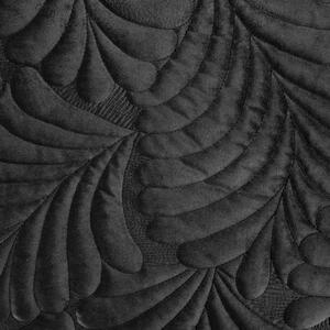Fenomenálny zamatovo čierny prehoz na posteľ s motívom listov Čierna