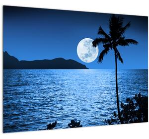 Sklenený obraz - Mesiac nad morskou hladinou (70x50 cm)