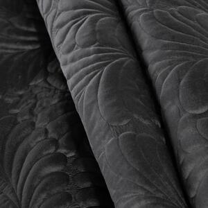 Fenomenálny zamatovo čierny prehoz na posteľ s motívom listov Čierna