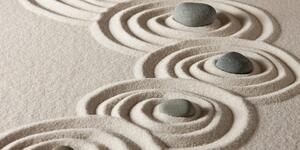 Obraz Zen kamene v piesočnatých kruhoch