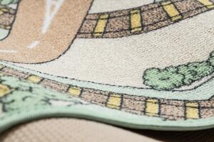 Protišmykový detský koberec REBEL ROADS 32 Mestečko, béžovo - zelený