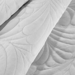 Fenomenálny biely zamatový prehoz na posteľ s motívom listov Biela