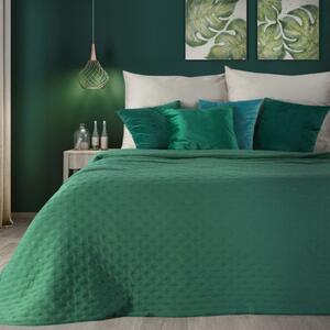 Zelený jednofarebný prehoz na posteľ s jemným vzorom Zelená