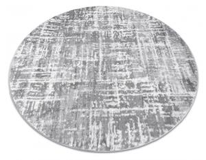 Moderný MEFE koberec okrúhly 8722 Pásy vintage, sivo / biely