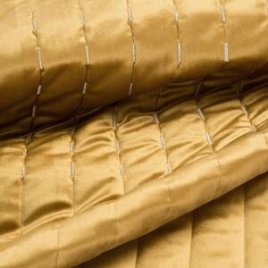 Luxusný zlato žltý zamatový prehoz na posteľ Žltá