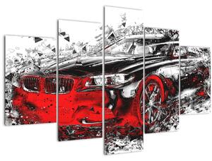 Obraz - Maľované auto v akcii (150x105 cm)
