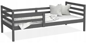 Vulpi Detská sivá posteľ IWY 160x80 s bariérkou, roštom a matracom