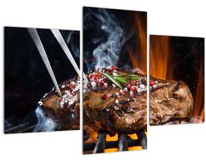 Obraz steaku na grile (90x60 cm)