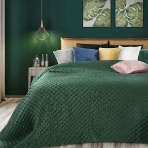 Smaragdovo zelený obojstranný prehoz na postel s prešívaním Zelená