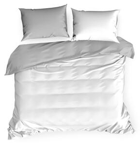 Bielo sivé obojstranné posteľné obliečky z bavlneného saténu Biela