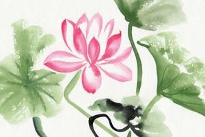Obraz akvarelový lotosový kvet